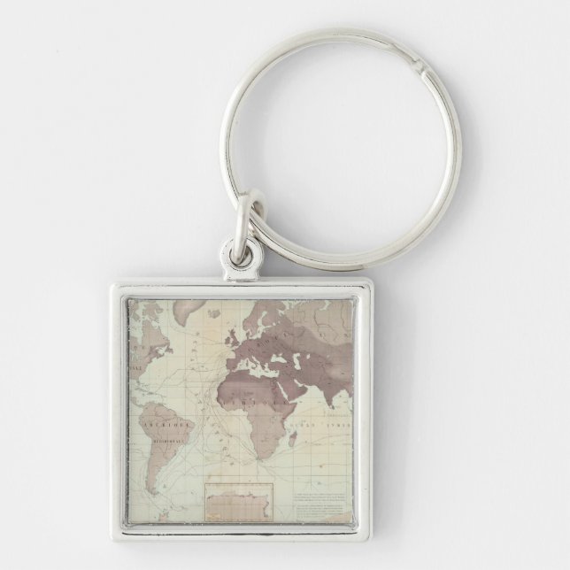 Historical World Map Key Ring (Front)