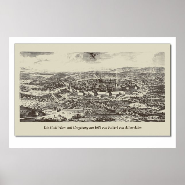 Historische Karte Österreich Wien 1683 Poster (Front)