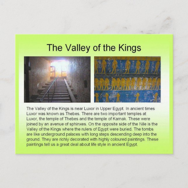 History, Ancient Egypt, Valley of the Kings Postcard (Front)