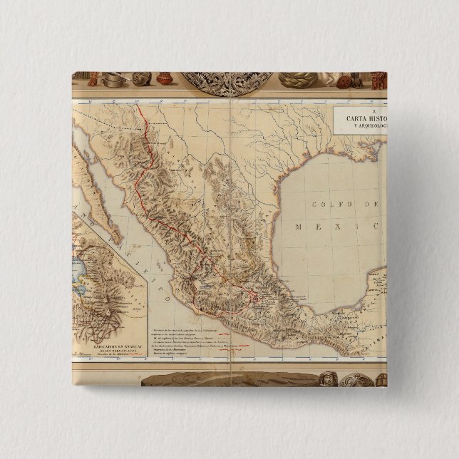 History and Architecture of Mexico 15 Cm Square Badge (Front)