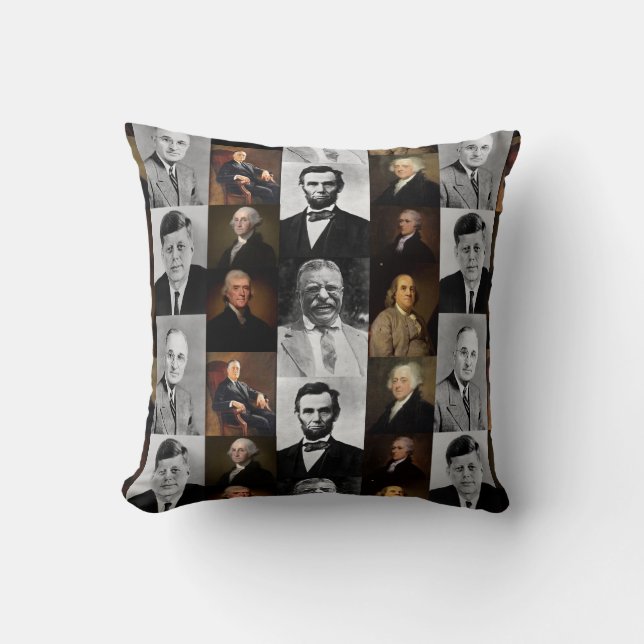 History Buff US Presidents and Hamilton Franklin Cushion (Front)