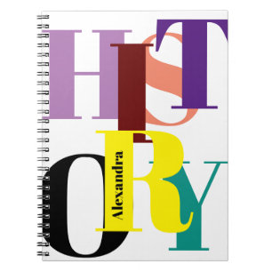 "HISTORY" colourful personalised Notebook
