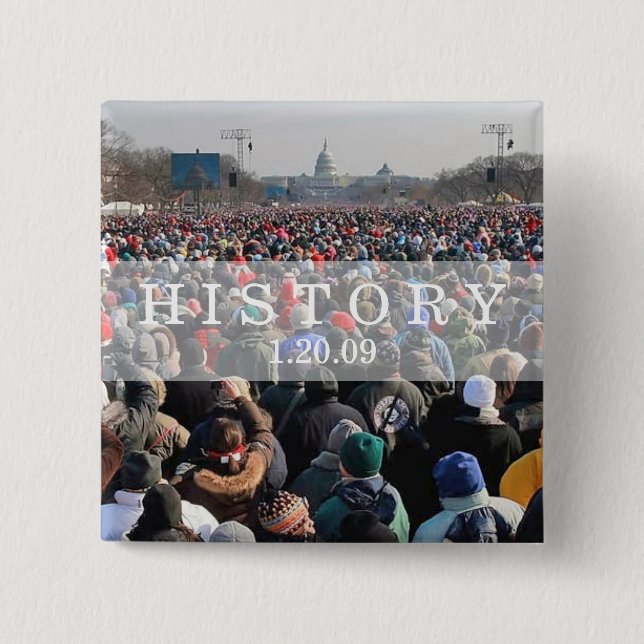 HISTORY: Crowd at Inauguration Ceremony 15 Cm Square Badge (Front)