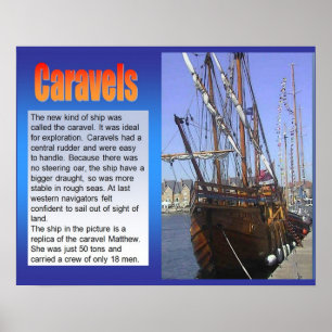History, Exploration,Caravels, Sailing ship Poster