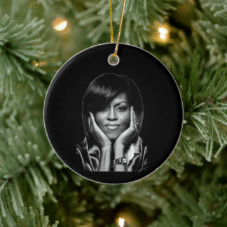 HISTORY IS MADE MICHELLE OBAMA CERAMIC TREE DECORATION
