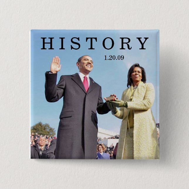 HISTORY: Obama Swearing In Inauguration Ceremony 15 Cm Square Badge (Front)