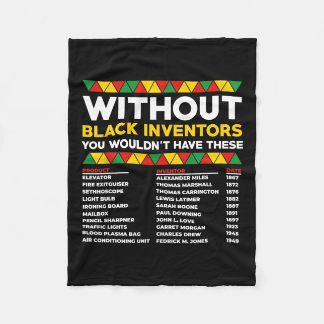 History Of Forgotten Black Inventors Black History Fleece Blanket (Front)