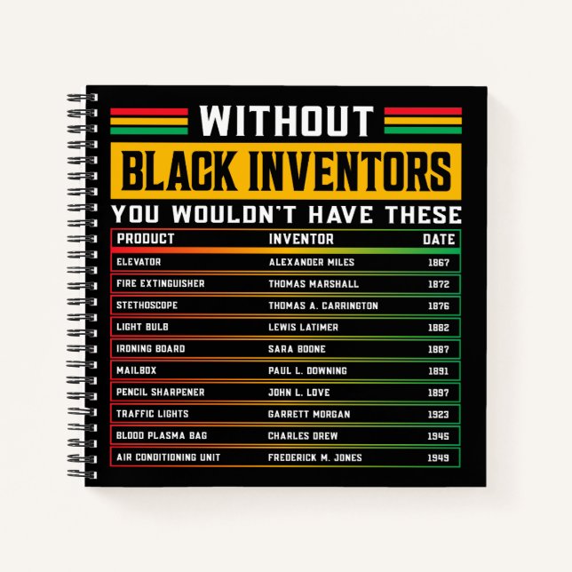 History Of Forgotten Black Inventors Black History Notebook (Front)