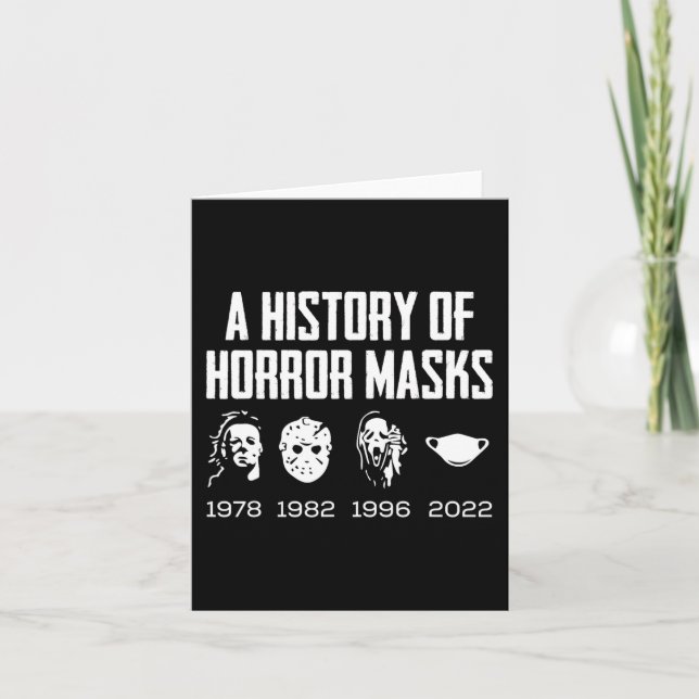 History Of Horror Masks Lazy Halloween Costume Fac Card (Front)