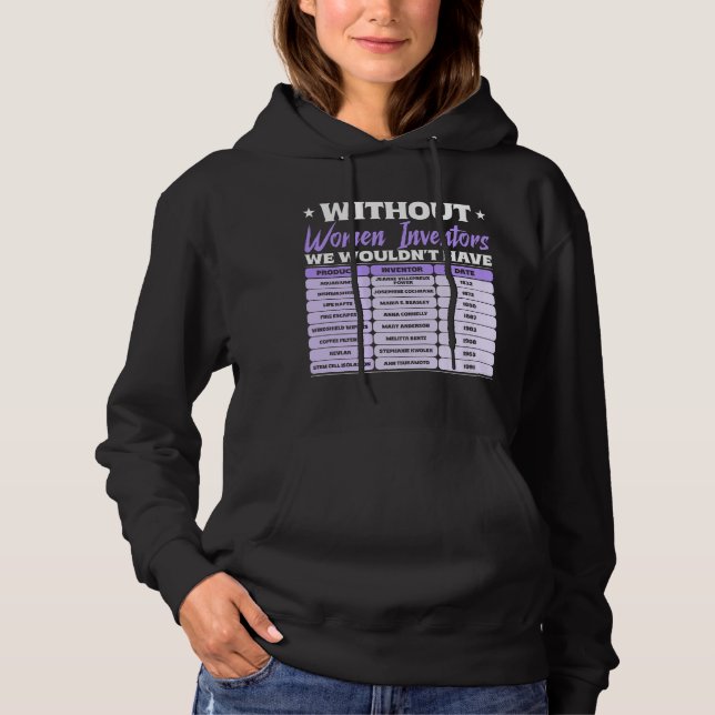 History of Women Inventors, Purple Women's Day Hoodie (Front)