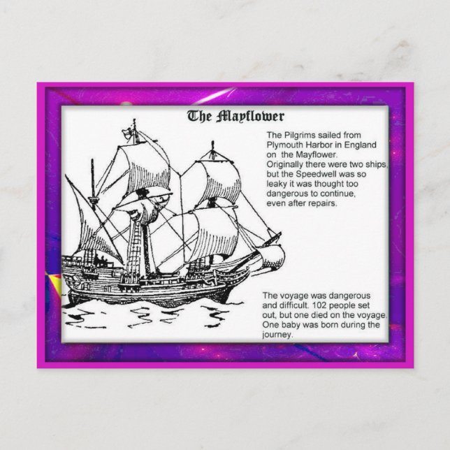 History, Pilgrim Fathers, Mayflower Postcard (Front)