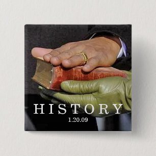 HISTORY: President Obama Hand on Lincoln Bible 15 Cm Square Badge