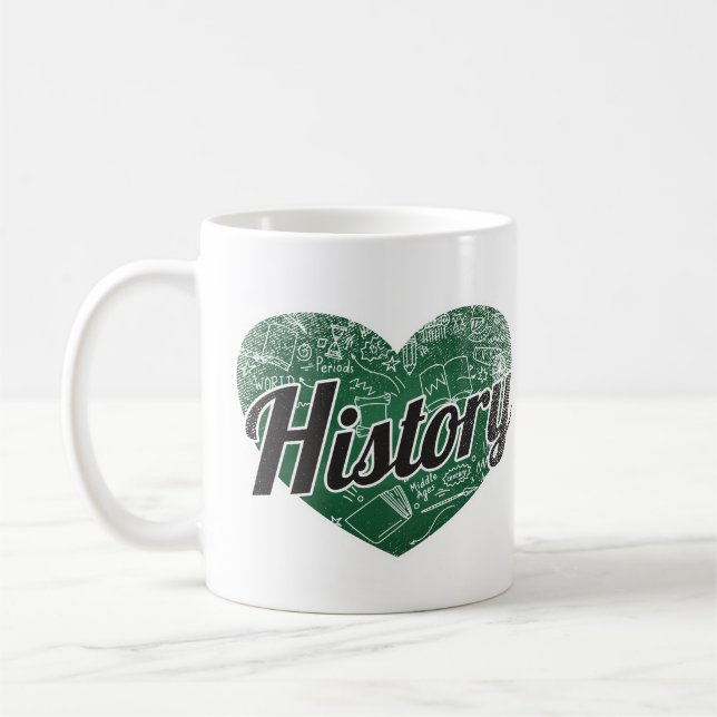 History Retro Heart Blackboard Love Coffee Mug (Left)