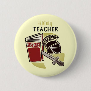 History Teacher Book Armour Sword Pinback Button