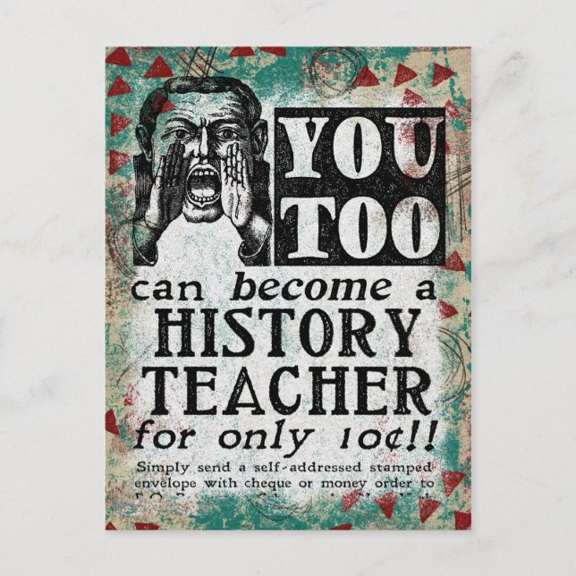 History Teacher Postcard - Funny Vintage Retro (Front)