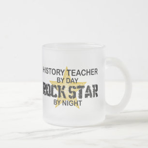 History Teacher Rock Star Frosted Glass Coffee Mug