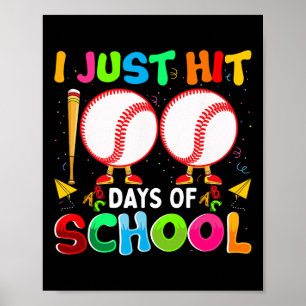 Hit 100 Days Childrens Baseball Costume 100th Day Poster