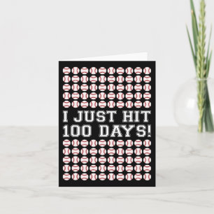 Hit 100 Days Of School Baseball Teacher Boys 100th Card