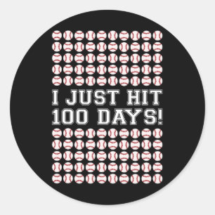 Hit 100 Days Of School Baseball Teacher Boys 100th Classic Round Sticker