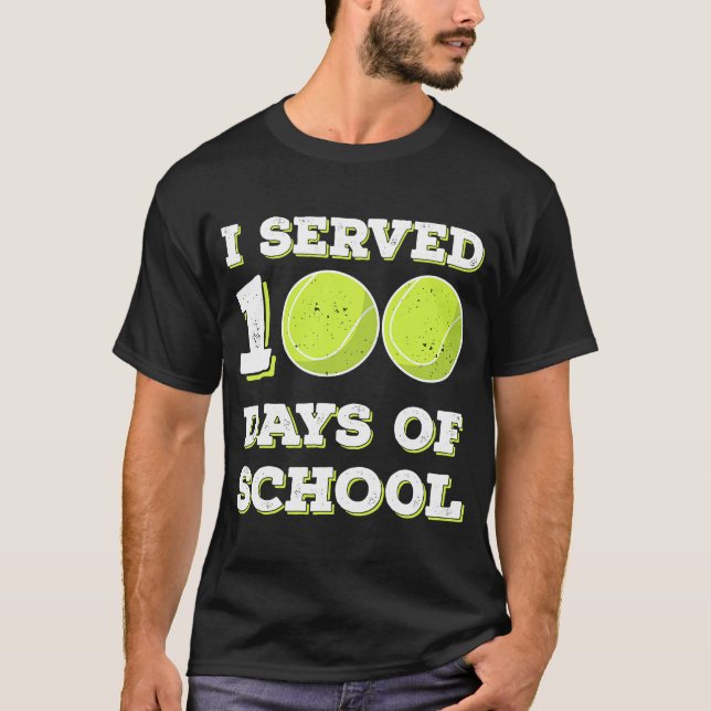 Hit 100 Days of School Tennis Boys Teacher Kids 10 T-Shirt (Front)