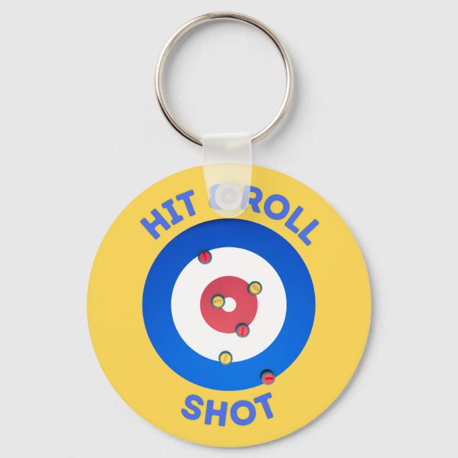 Hit and Roll Curling Shot T-Shirt Key Ring (Front)