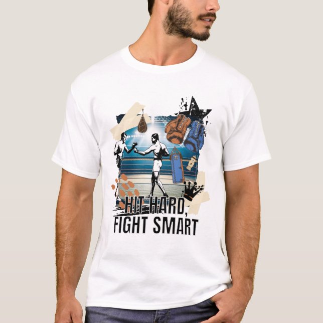 Hit Hard FIght Smart - Retro Boxing T-Shirt (Front)