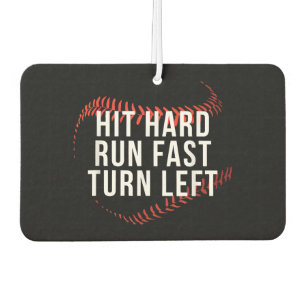 Hit Hard Run Fast Turn Left Funny Baseball Player Car Air Freshener
