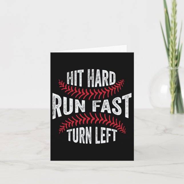 Hit Hard Run Fast Turn Left Funny Sell Player  Card (Front)