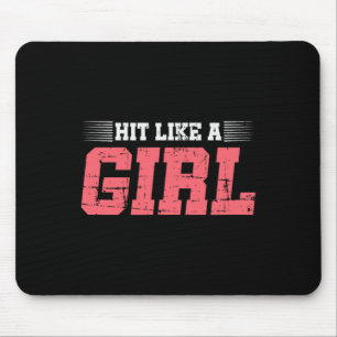 Hit Like A Girl Boxing Girl Gift Mma Kickboxing Bo Mouse Pad