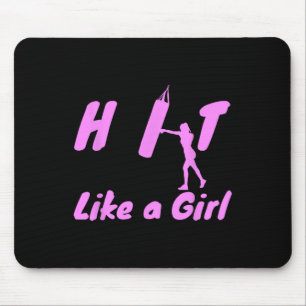 Hit Like A Girl Boxing Kickboxing Mma Boxer Gifts Mouse Pad