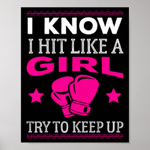 Hit Like A Girl Funny Boxing Women Gift Poster