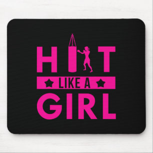 Hit Like A Girl Punching Bag Boxer Boxing Quote Mouse Pad