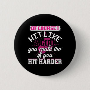 Hit Like A Girl Shirt Fun Kickboxing Boxing For Wo 6 Cm Round Badge