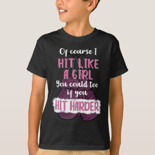 Hit Like A Girl T Shirt Fun Kickboxing Boxing Tee