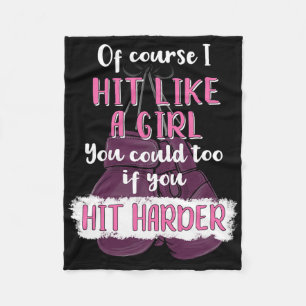 Hit Like A Girl T Shirt Fun Kickboxing Boxing Tee Fleece Blanket