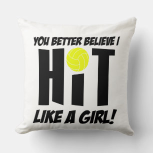 hit like a girl volleyball cushion