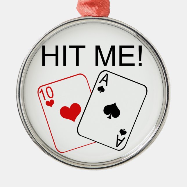 HIT ME! Blackjack Metal Tree Decoration (Front)