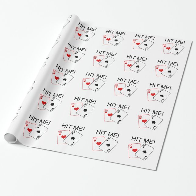 HIT ME! Blackjack Wrapping Paper (Unrolled)
