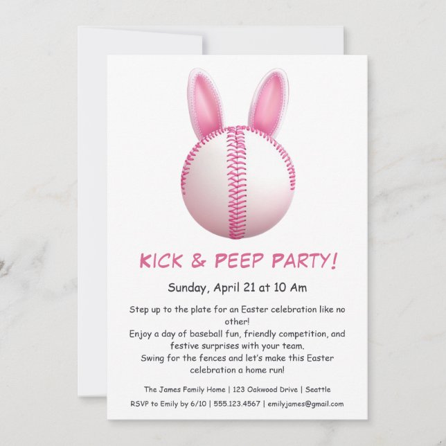 Hit & Peep Party – Easter Baseball Invitation (Front)