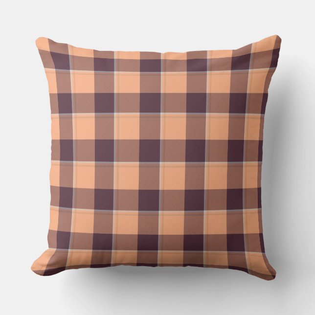 Hit Pink and Livid Brown Plaid Cushion (Front)