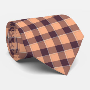 Hit Pink and Livid Brown Plaid Neck Tie