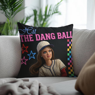 Hit The Dang Ball Funny Baseball Mom Doll Face Cushion