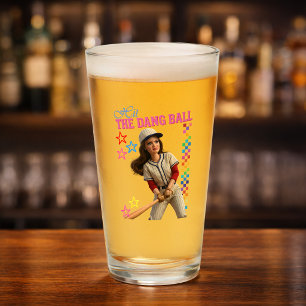 Hit The Dang Ball Funny Baseball Mom Doll Face Glass