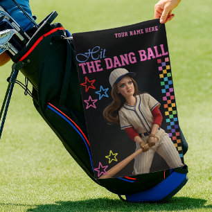 Hit The Dang Ball Funny Baseball Mom Doll Face Golf Towel