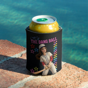 Hit The Dang Ball Funny Baseball Mum Doll Face Can Cooler