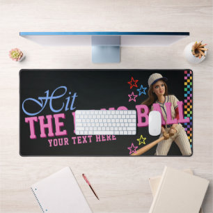 Hit The Dang Ball Funny Baseball Mum Doll Face Desk Mat
