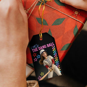 Hit The Dang Ball Funny Baseball Mum Doll Face Gift Tags