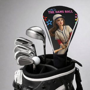 Hit The Dang Ball Funny Baseball Mum Doll Face Golf Head Cover