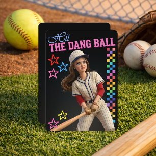 Hit The Dang Ball Funny Baseball Mum Doll Face Invitation