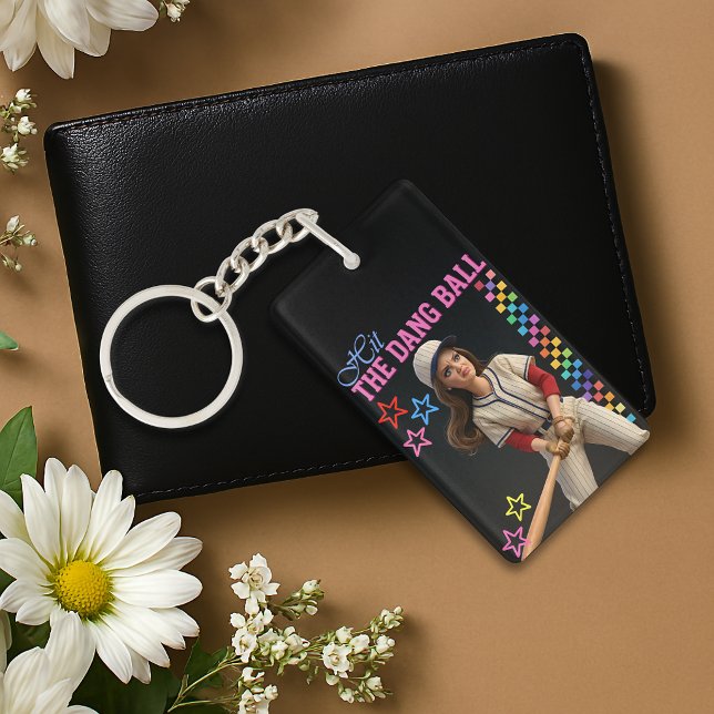 Hit The Dang Ball Funny Baseball Mum Doll Face Key Ring (Creator Uploaded)